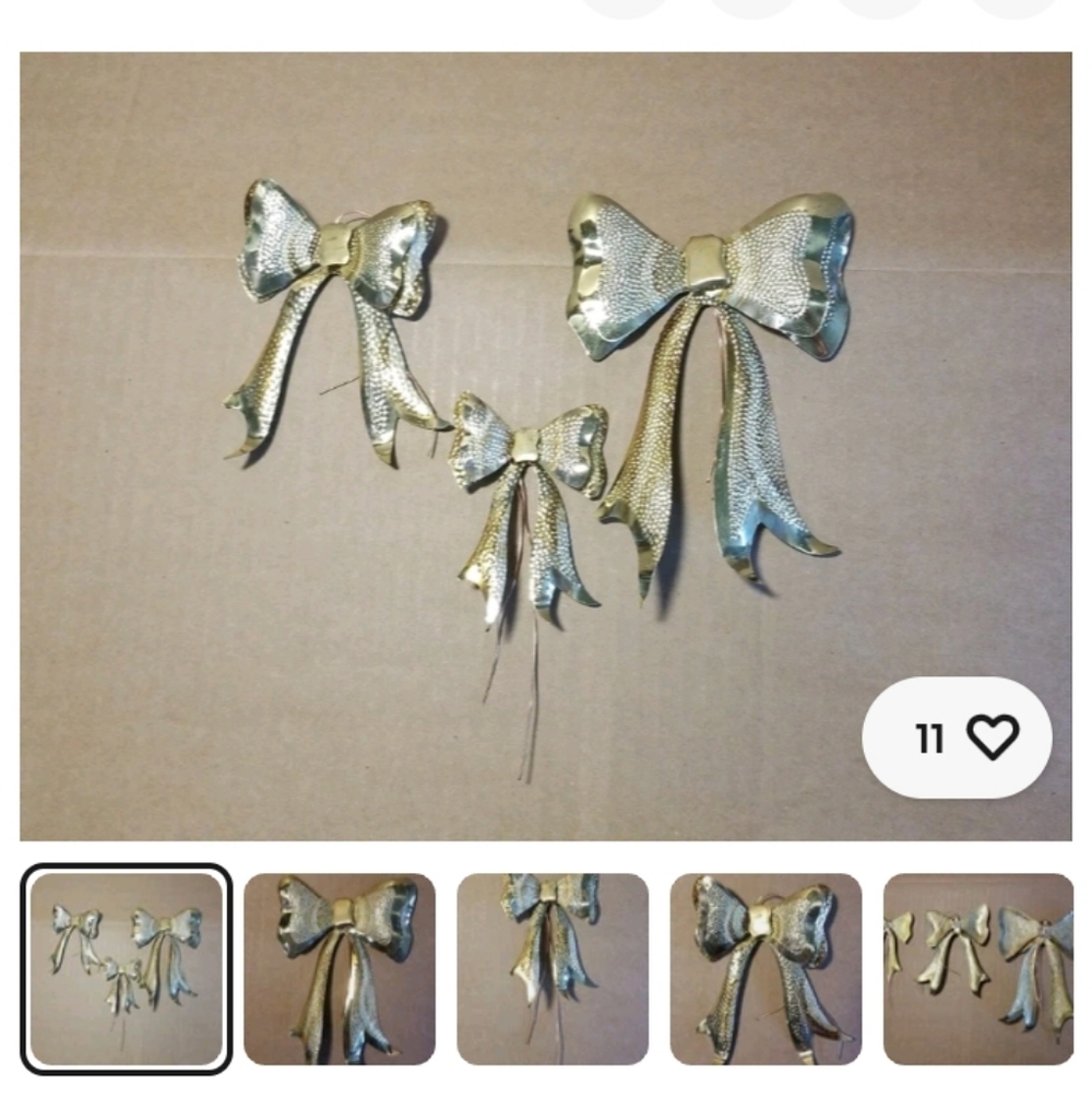 3 Set Of Gold Metal Bows